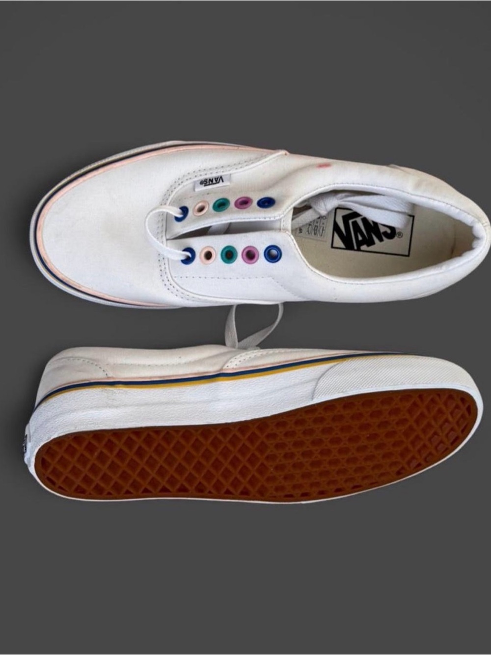 Vans White Canvas Low-Top Sneakers with Off-White Interior
